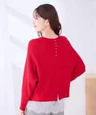 K2FLD37049 a.v.v(アー・ヴェ・ヴェ) バックパール ショート丈 ニット レッド