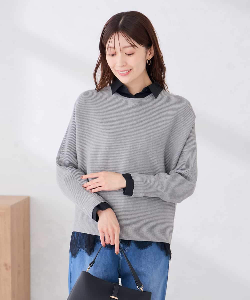 K2FLD37049 a.v.v(アー・ヴェ・ヴェ) バックパール ショート丈 ニット レッド