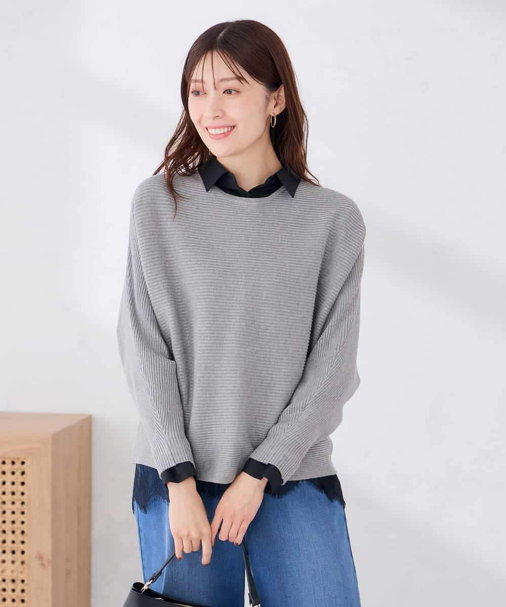 K2FLD37049 a.v.v(アー・ヴェ・ヴェ) バックパール ショート丈 ニット レッド