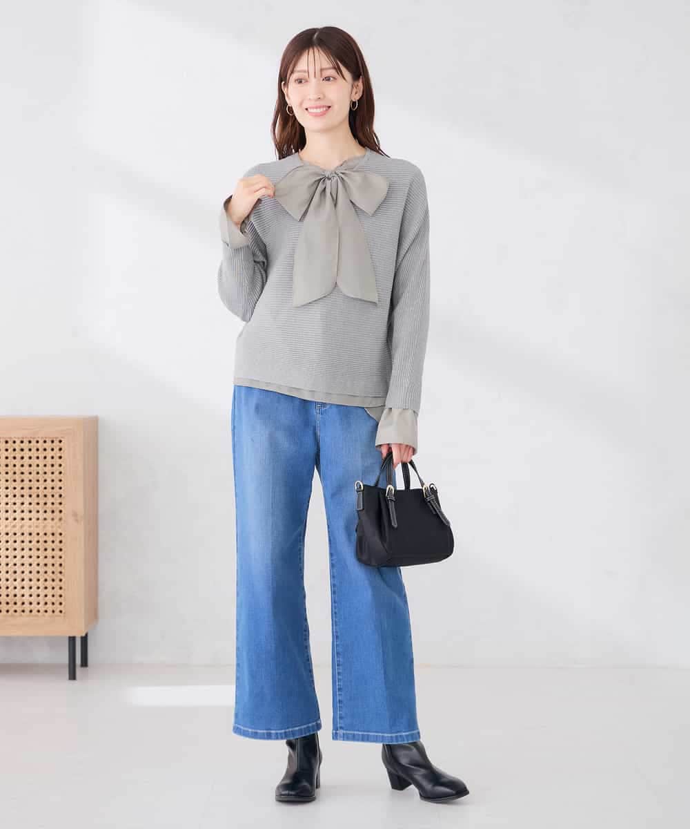 K2FLD37049 a.v.v(アー・ヴェ・ヴェ) バックパール ショート丈 ニット レッド