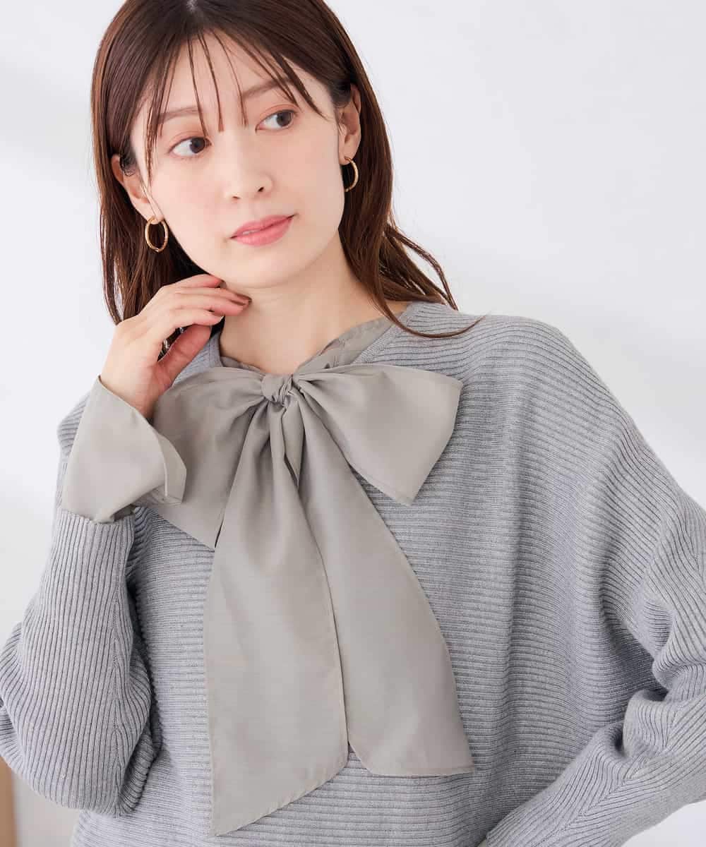K2FLD37049 a.v.v(アー・ヴェ・ヴェ) バックパール ショート丈 ニット レッド