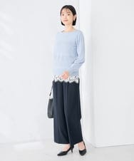 K2FLD42049 a.v.v(アー・ヴェ・ヴェ) ボートネック 編み柄 ニット ブラック