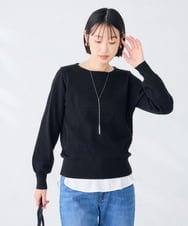 K2FLD42049 a.v.v(アー・ヴェ・ヴェ) ボートネック 編み柄 ニット ブラック