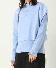 K2FLP23059 a.v.v(アー・ヴェ・ヴェ) 2SETショートニットベスト/プチフリルリブニット ライトブルー
