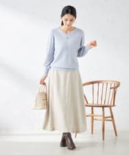 K2HBA09049 a.v.v(アー・ヴェ・ヴェ) 【洗える】ウール調フレアスカート ブラック
