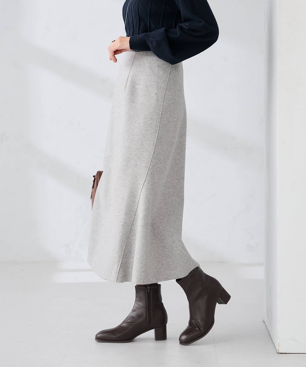 K2HBD15059 a.v.v(アー・ヴェ・ヴェ) 【洗える/ストレッチ】ウールライクジャージマーメイドスカート ベージュ