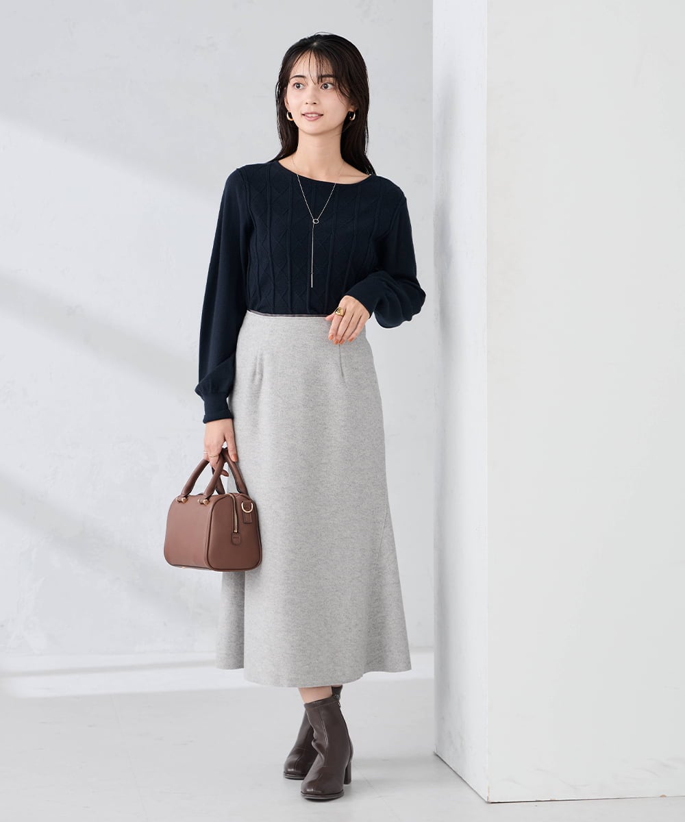 K2HBD15059 a.v.v(アー・ヴェ・ヴェ) 【洗える/ストレッチ】ウールライクジャージマーメイドスカート ベージュ