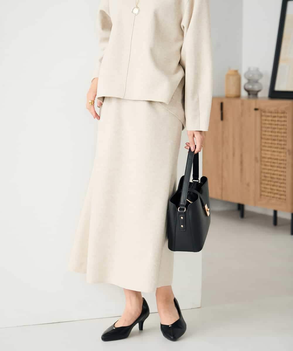 K2HBD15059 a.v.v(アー・ヴェ・ヴェ) 【洗える/ストレッチ】ウールライクジャージマーメイドスカート ベージュ