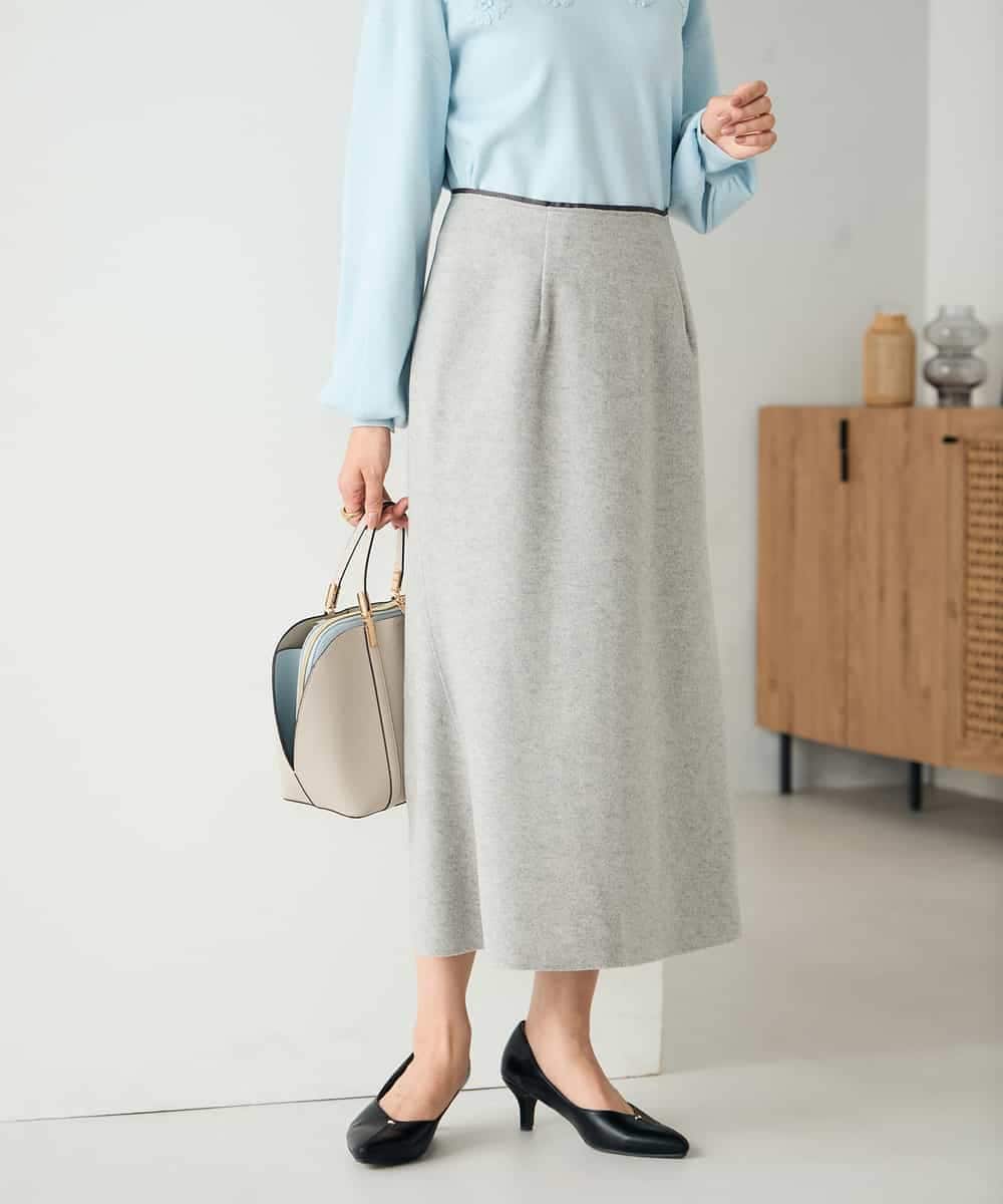 K2HBD15059 a.v.v(アー・ヴェ・ヴェ) 【洗える/ストレッチ】ウールライクジャージマーメイドスカート ベージュ