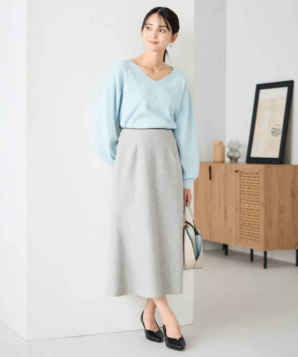 K2HBD15059 a.v.v(アー・ヴェ・ヴェ) 【洗える/ストレッチ】ウールライクジャージマーメイドスカート ベージュ