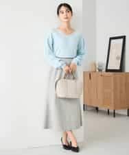 K2HBD15059 a.v.v(アー・ヴェ・ヴェ) 【洗える/ストレッチ】ウールライクジャージマーメイドスカート ベージュ