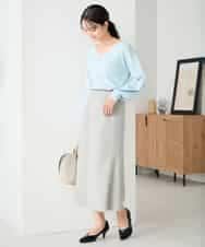 K2HBD15059 a.v.v(アー・ヴェ・ヴェ) 【洗える/ストレッチ】ウールライクジャージマーメイドスカート ベージュ