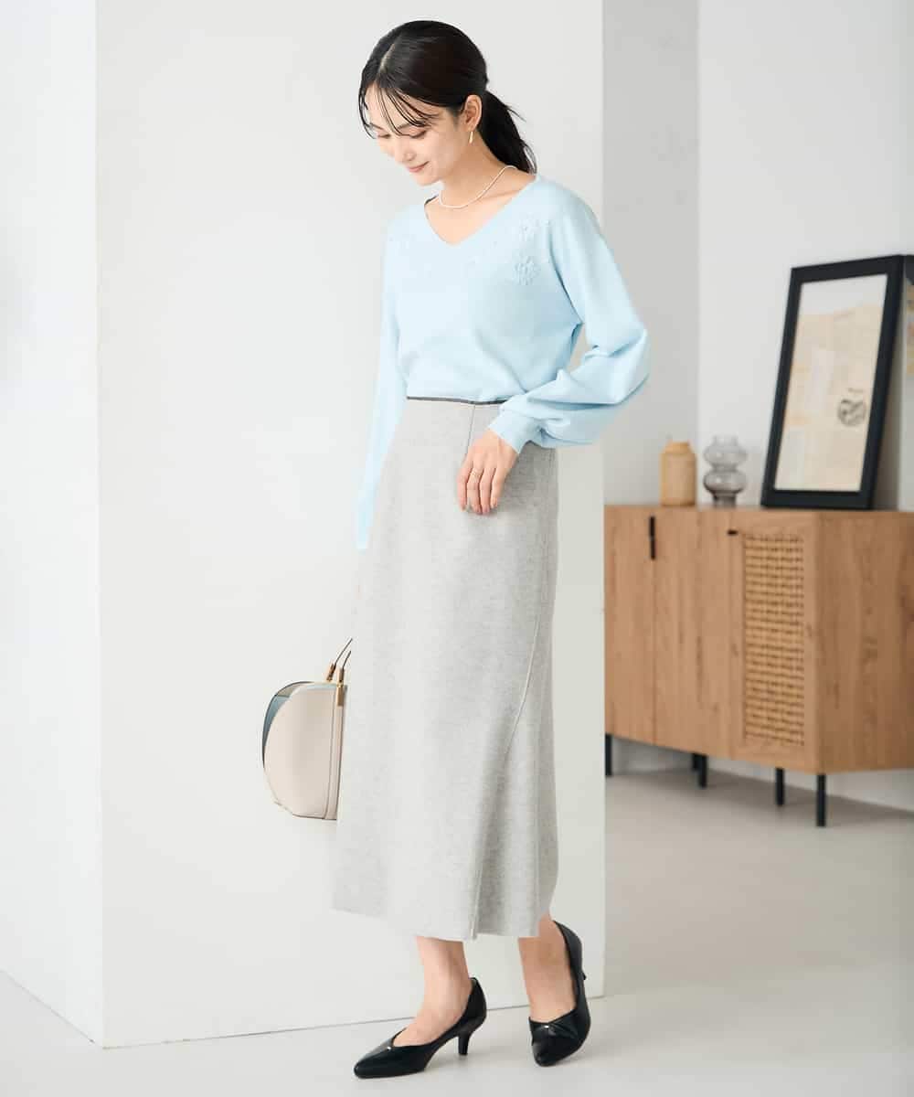 K2HBD15059 a.v.v(アー・ヴェ・ヴェ) 【洗える/ストレッチ】ウールライクジャージマーメイドスカート ベージュ