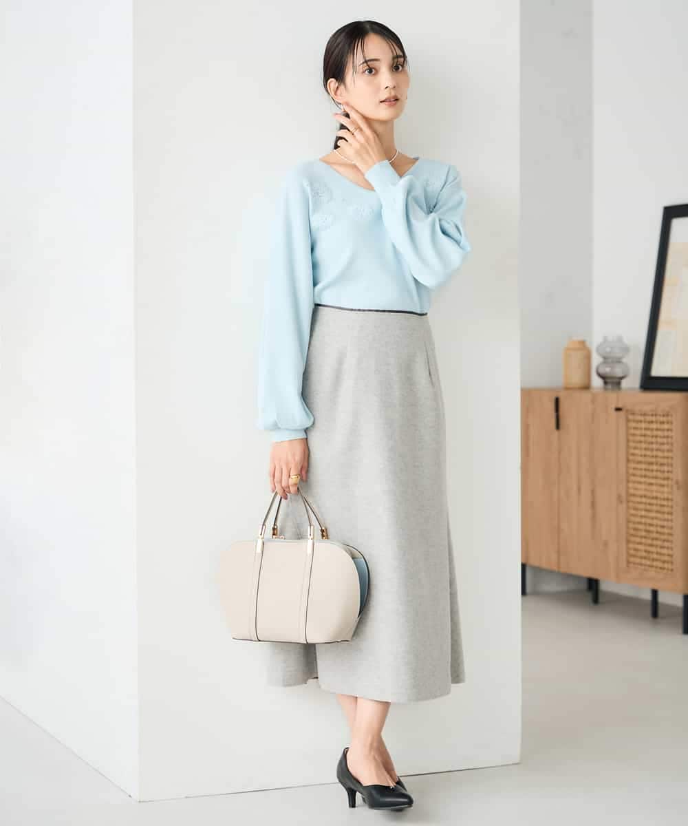 K2HBD15059 a.v.v(アー・ヴェ・ヴェ) 【洗える/ストレッチ】ウールライクジャージマーメイドスカート ベージュ