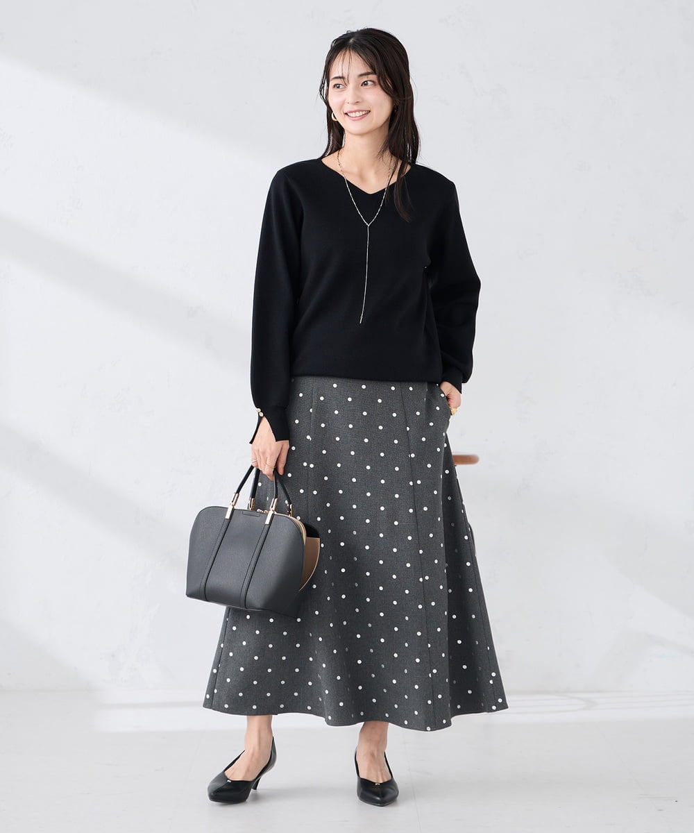 K2HBD16059 a.v.v(アー・ヴェ・ヴェ) 箔ドットフレアスカート ダークグレー