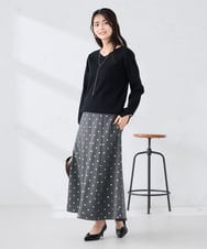 K2HBD16059 a.v.v(アー・ヴェ・ヴェ) 箔ドットフレアスカート ダークグレー