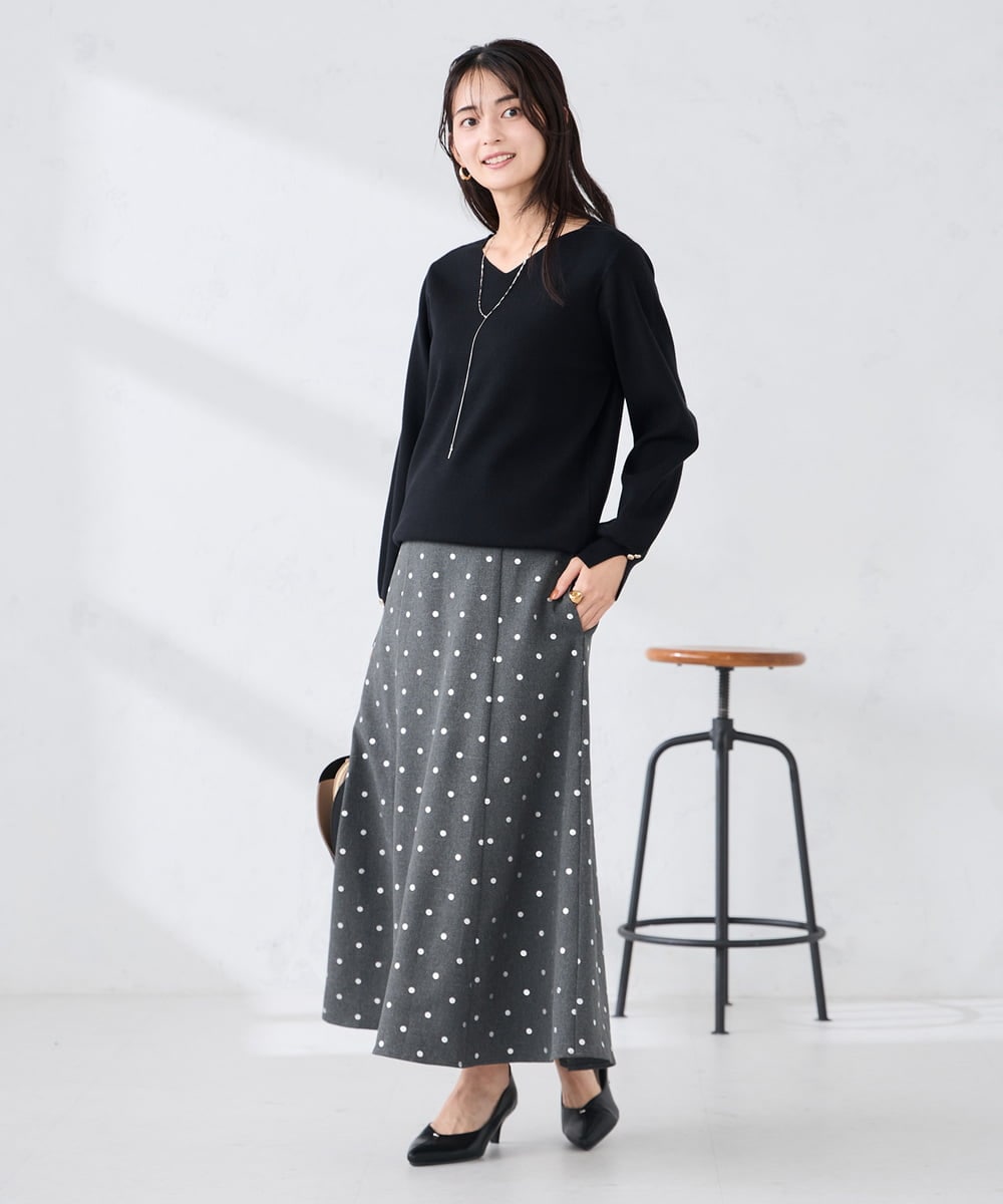 K2HBD16059 a.v.v(アー・ヴェ・ヴェ) 箔ドットフレアスカート ダークグレー