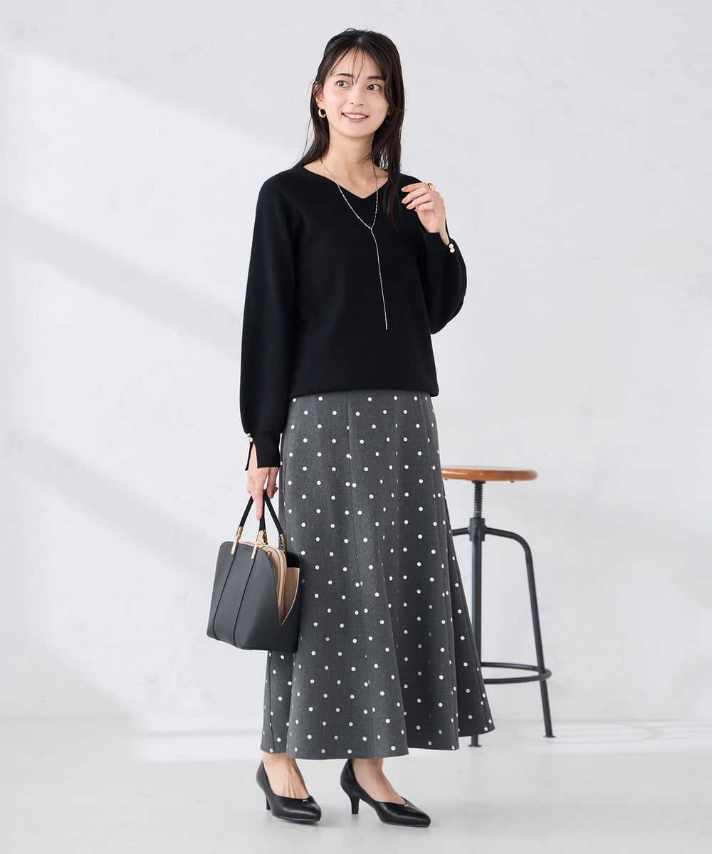 K2HBD16059 a.v.v(アー・ヴェ・ヴェ) 箔ドットフレアスカート ダークグレー