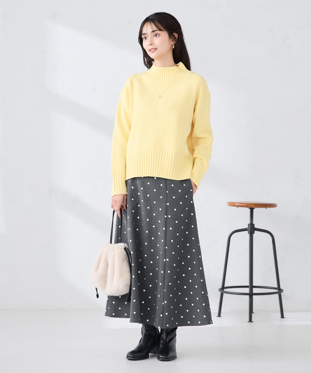 K2HBD16059 a.v.v(アー・ヴェ・ヴェ) 箔ドットフレアスカート ダークグレー