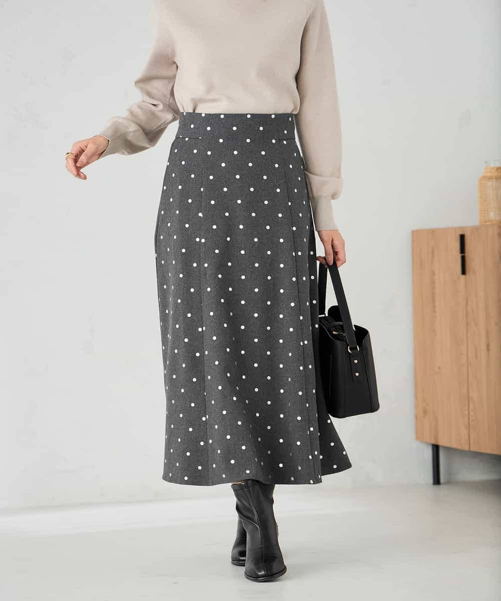 K2HBD16059 a.v.v(アー・ヴェ・ヴェ) 箔ドットフレアスカート ダークグレー