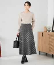 K2HBD16059 a.v.v(アー・ヴェ・ヴェ) 箔ドットフレアスカート ダークグレー