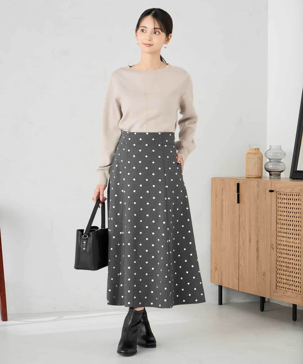 K2HBD16059 a.v.v(アー・ヴェ・ヴェ) 箔ドットフレアスカート ダークグレー