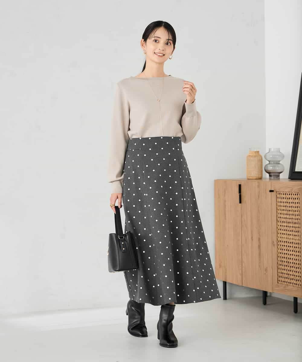 K2HBD16059 a.v.v(アー・ヴェ・ヴェ) 箔ドットフレアスカート ダークグレー