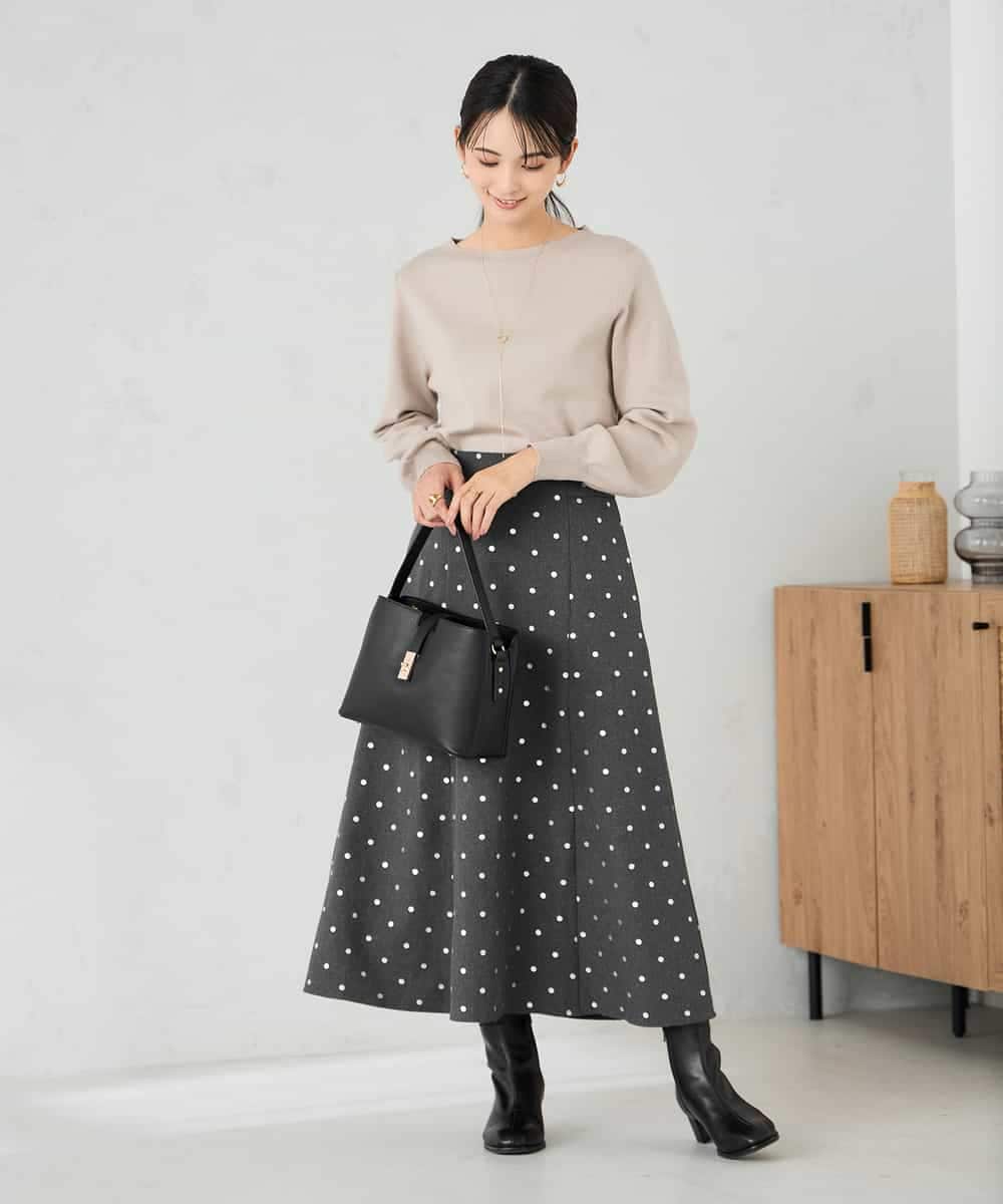 K2HBD16059 a.v.v(アー・ヴェ・ヴェ) 箔ドットフレアスカート ダークグレー