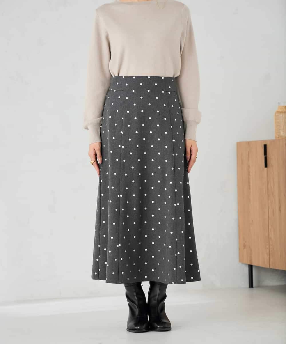 K2HBD16059 a.v.v(アー・ヴェ・ヴェ) 箔ドットフレアスカート ダークグレー