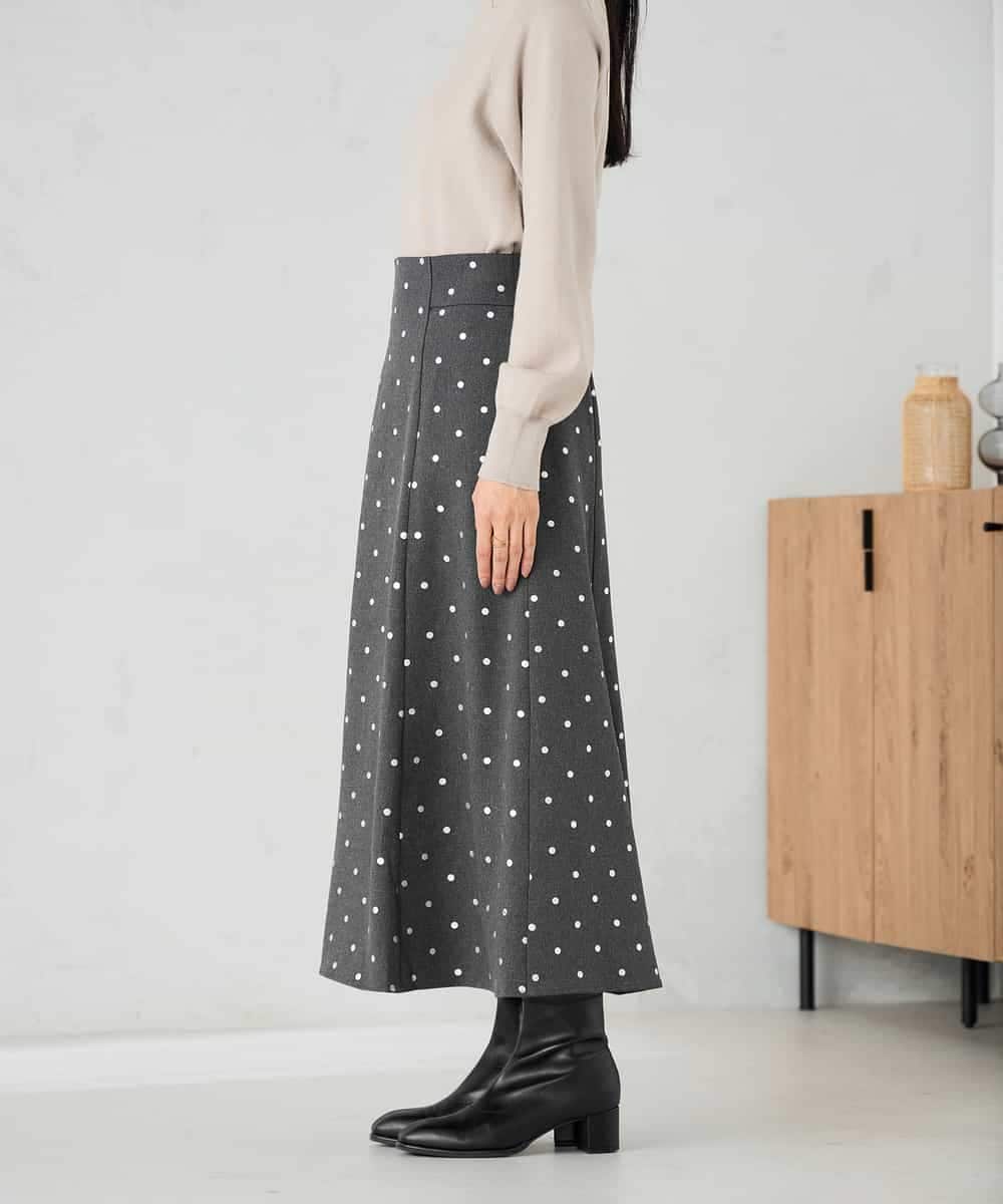 K2HBD16059 a.v.v(アー・ヴェ・ヴェ) 箔ドットフレアスカート ダークグレー