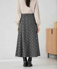 K2HBD16059 a.v.v(アー・ヴェ・ヴェ) 箔ドットフレアスカート ダークグレー