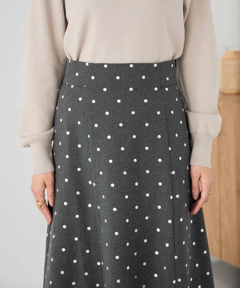 K2HBD16059 a.v.v(アー・ヴェ・ヴェ) 箔ドットフレアスカート ダークグレー