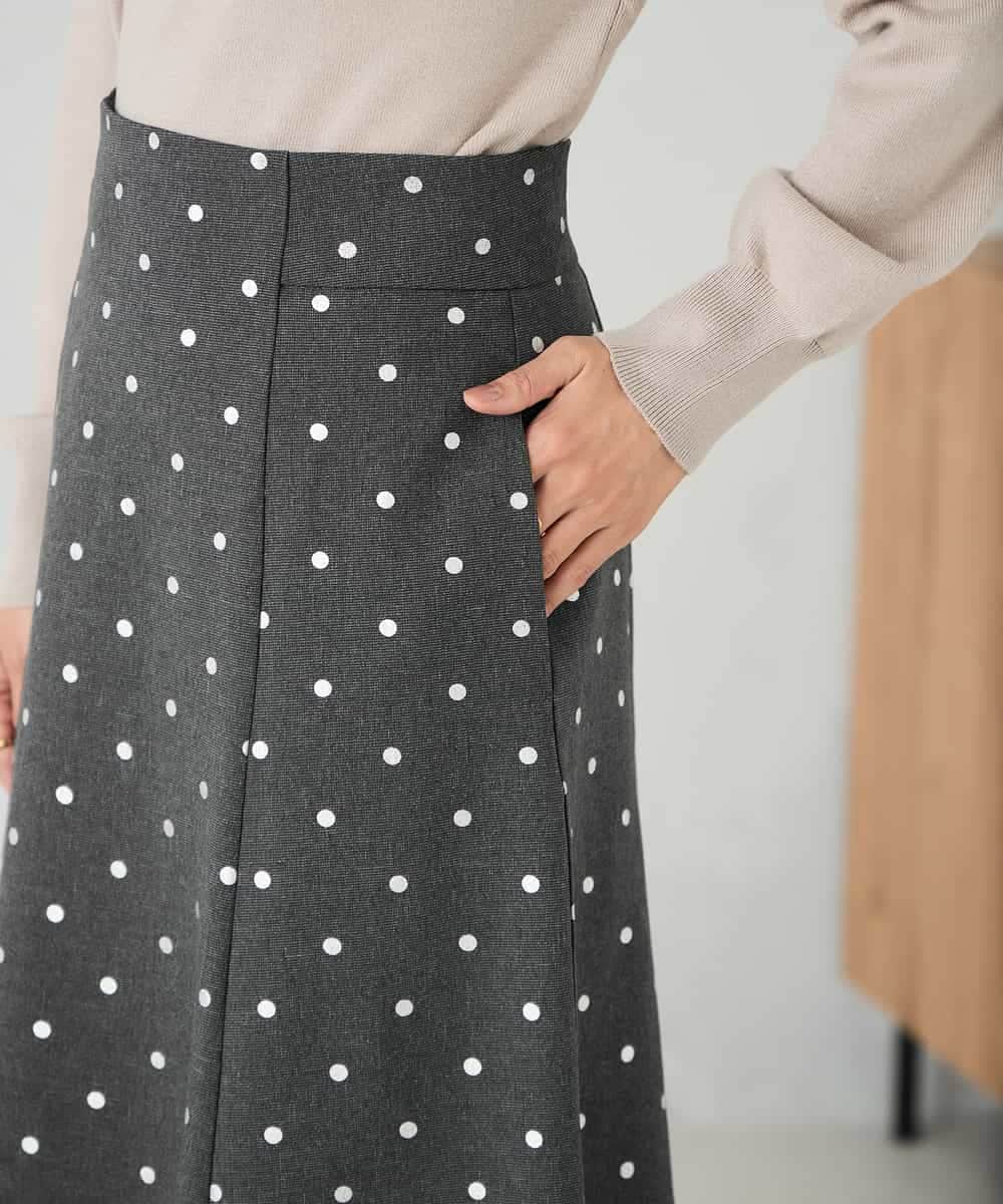K2HBD16059 a.v.v(アー・ヴェ・ヴェ) 箔ドットフレアスカート ダークグレー