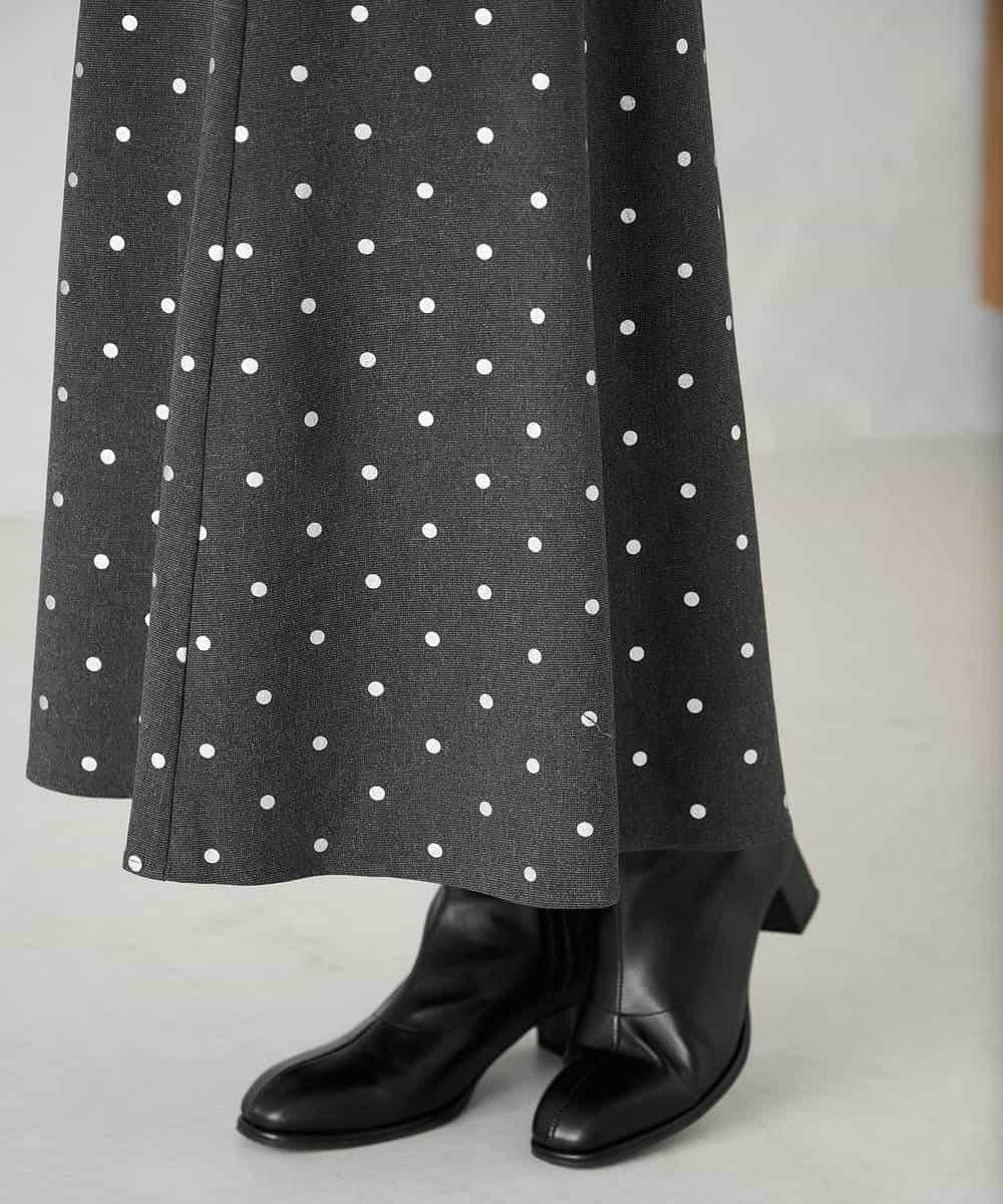 K2HBD16059 a.v.v(アー・ヴェ・ヴェ) 箔ドットフレアスカート ダークグレー