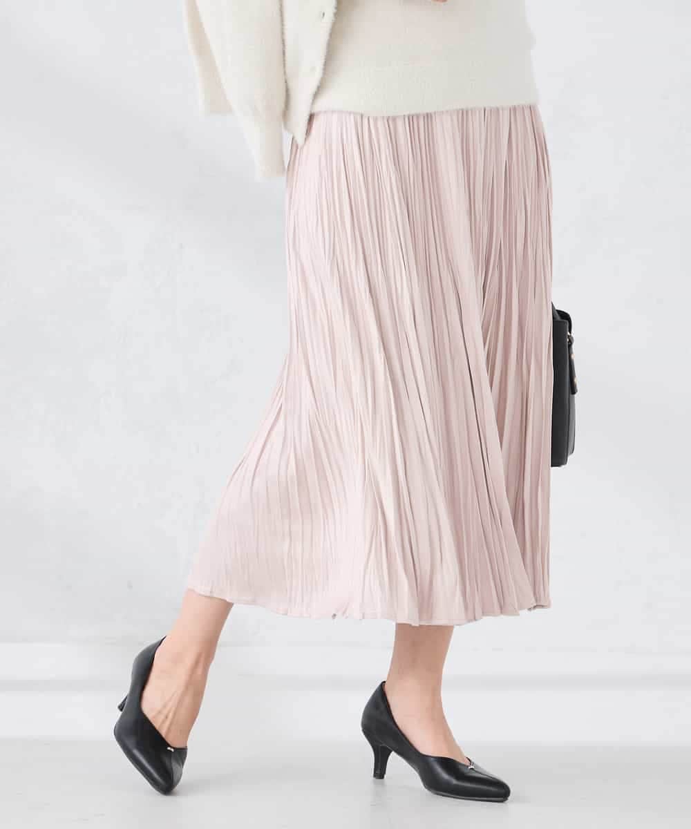 K2HBD17059 a.v.v(アー・ヴェ・ヴェ) 【洗える】フェイクスエードランダムプリーツスカート ピンク