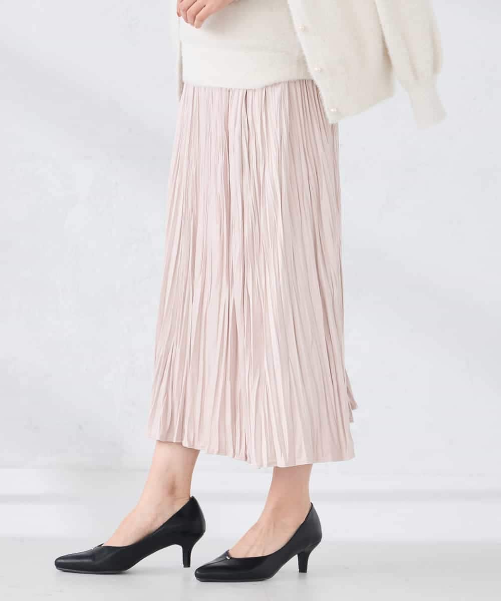 K2HBD17059 a.v.v(アー・ヴェ・ヴェ) 【洗える】フェイクスエードランダムプリーツスカート ピンク