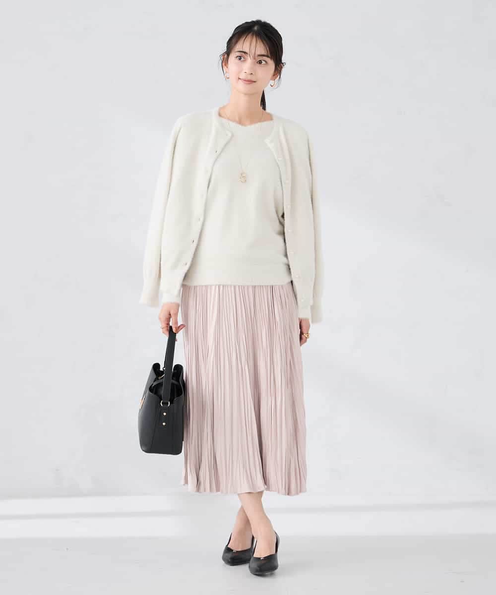 K2HBD17059 a.v.v(アー・ヴェ・ヴェ) 【洗える】フェイクスエードランダムプリーツスカート ピンク