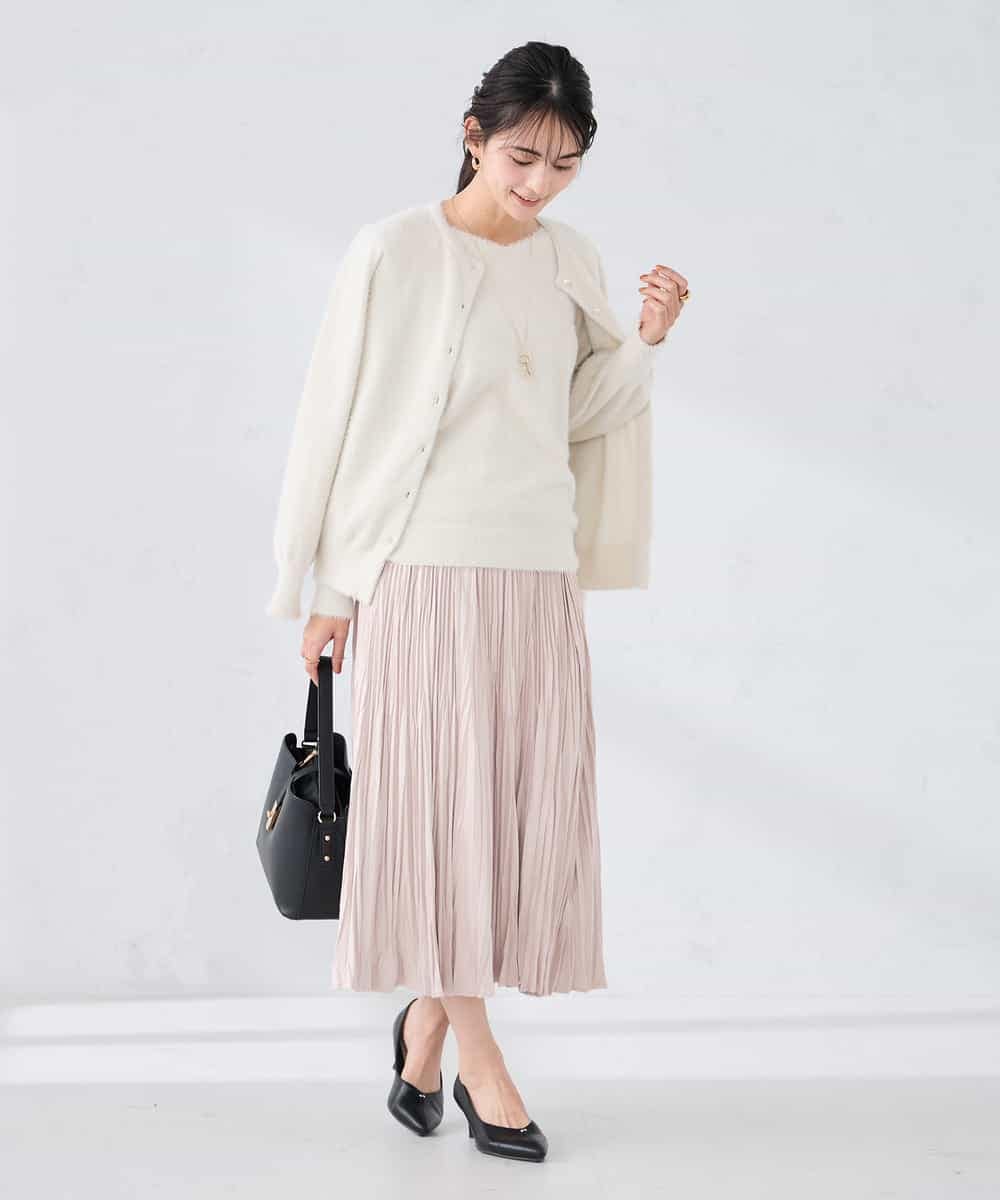 K2HBD17059 a.v.v(アー・ヴェ・ヴェ) 【洗える】フェイクスエードランダムプリーツスカート ピンク