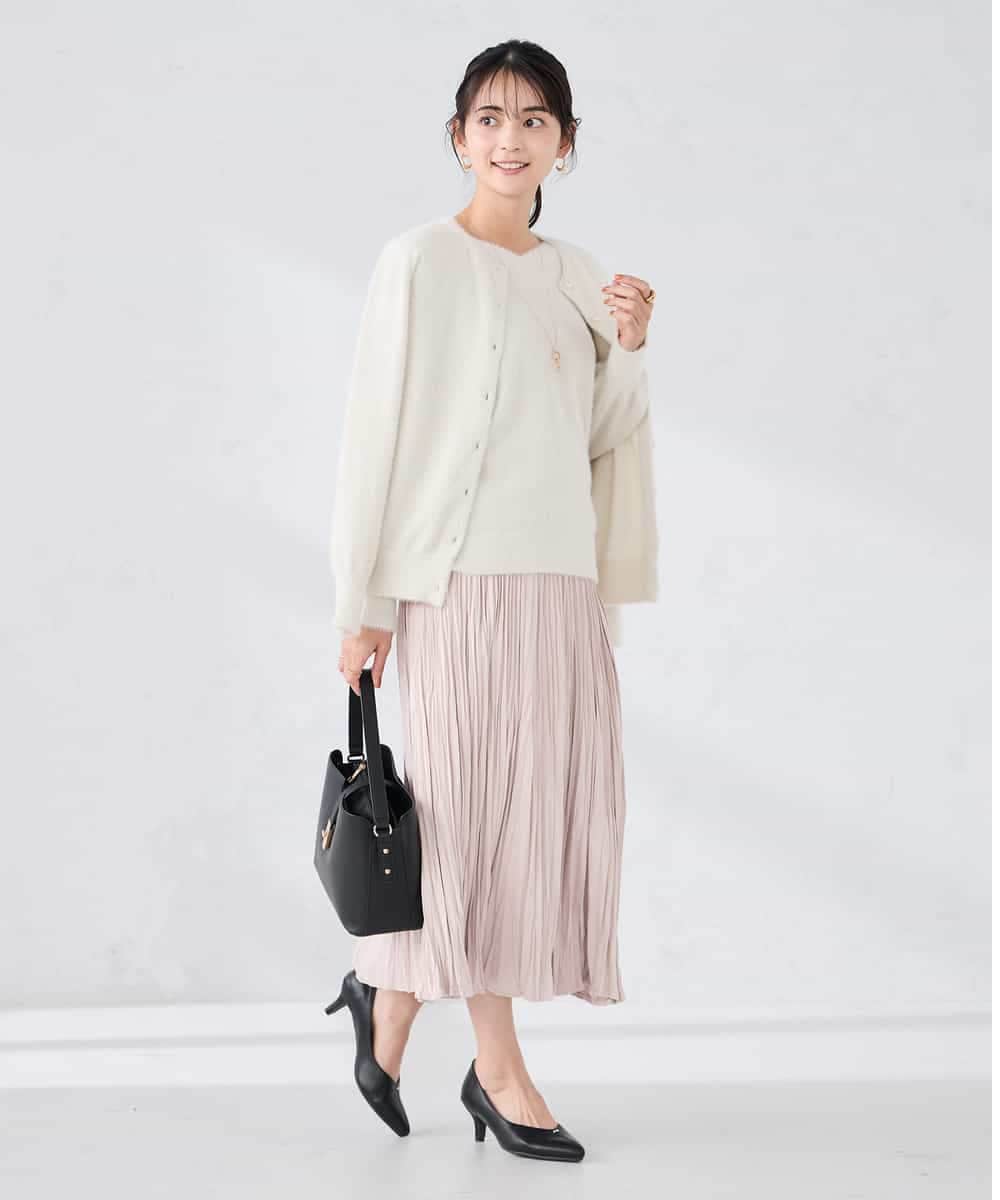 K2HBD17059 a.v.v(アー・ヴェ・ヴェ) 【洗える】フェイクスエードランダムプリーツスカート ピンク