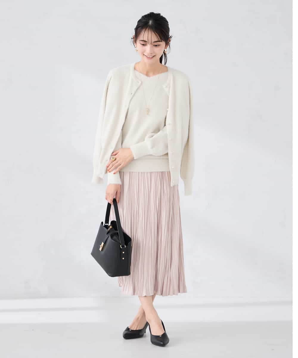 K2HBD17059 a.v.v(アー・ヴェ・ヴェ) 【洗える】フェイクスエードランダムプリーツスカート ピンク