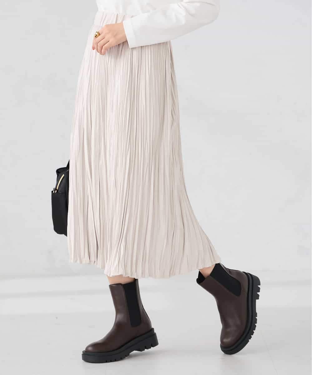 K2HBD17059 a.v.v(アー・ヴェ・ヴェ) 【洗える】フェイクスエードランダムプリーツスカート ピンク