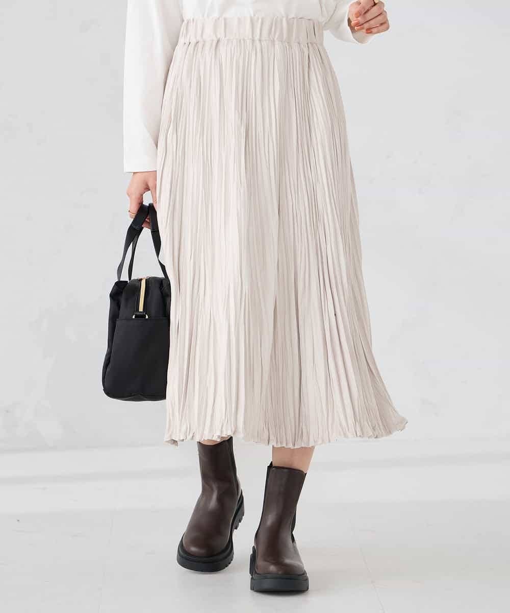 K2HBD17059 a.v.v(アー・ヴェ・ヴェ) 【洗える】フェイクスエードランダムプリーツスカート ピンク