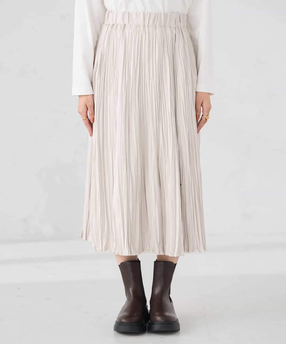 K2HBD17059 a.v.v(アー・ヴェ・ヴェ) 【洗える】フェイクスエードランダムプリーツスカート ピンク