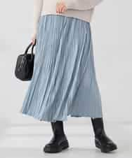 K2HBD17059 a.v.v(アー・ヴェ・ヴェ) 【洗える】フェイクスエードランダムプリーツスカート ブルー