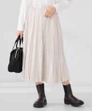 K2HBD17059 a.v.v(アー・ヴェ・ヴェ) 【洗える】フェイクスエードランダムプリーツスカート アイボリー