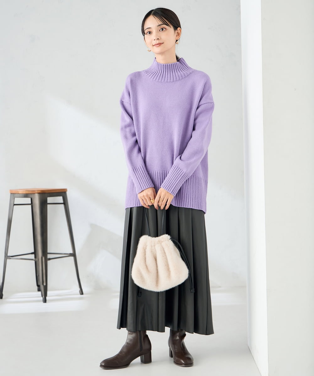 K2HBD18069 a.v.v(アー・ヴェ・ヴェ) 【洗える】レザープリーツスカート ダークグレー