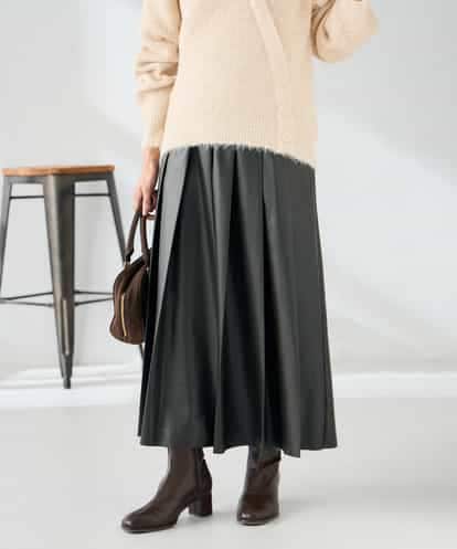 K2HBD18069 a.v.v 【洗える】レザープリーツスカート