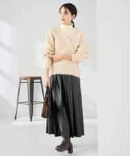 K2HBD18069 a.v.v(アー・ヴェ・ヴェ) 【洗える】レザープリーツスカート ダークグレー