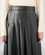 K2HBD18069 a.v.v(アー・ヴェ・ヴェ) 【洗える】レザープリーツスカート ダークグレー