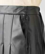 K2HBD18069 a.v.v(アー・ヴェ・ヴェ) 【洗える】レザープリーツスカート ダークグレー